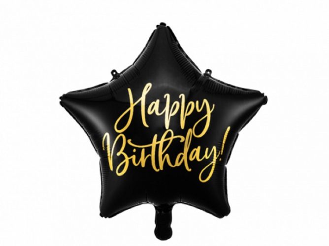 Μπαλόνι Αστέρι Happy Birthday Μαύρο