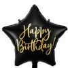 Μπαλόνι Αστέρι Happy Birthday Μαύρο