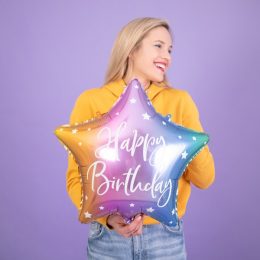 Μπαλόνι Αστέρι Happy Birthday Πολύχρωμο