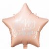 Μπαλόνι Αστέρι Happy Birthday Ροζ της Πούδρας