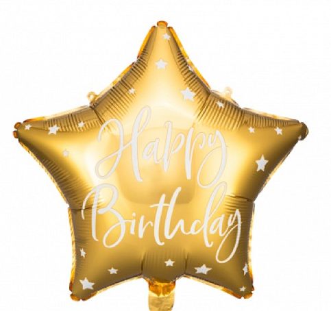 Μπαλόνι Αστέρι Happy Birthday Χρυσό