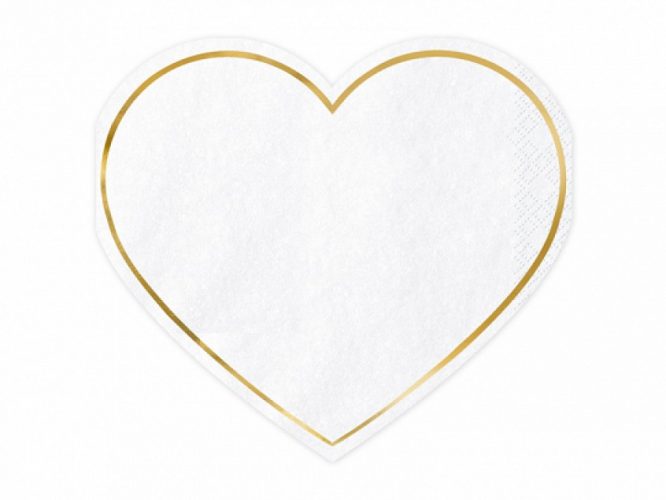 Χαρτοπετσέτες Καρδιά άσπρο με χρυσό (20 τεμ)