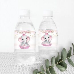 Ετικέτες για μπουκάλια νερού Ελεφαντάκι κορίτσι (8 τεμ)