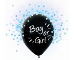 Σετ μαύρα μπαλόνια Boy or Girl με γαλάζιο κομφετί