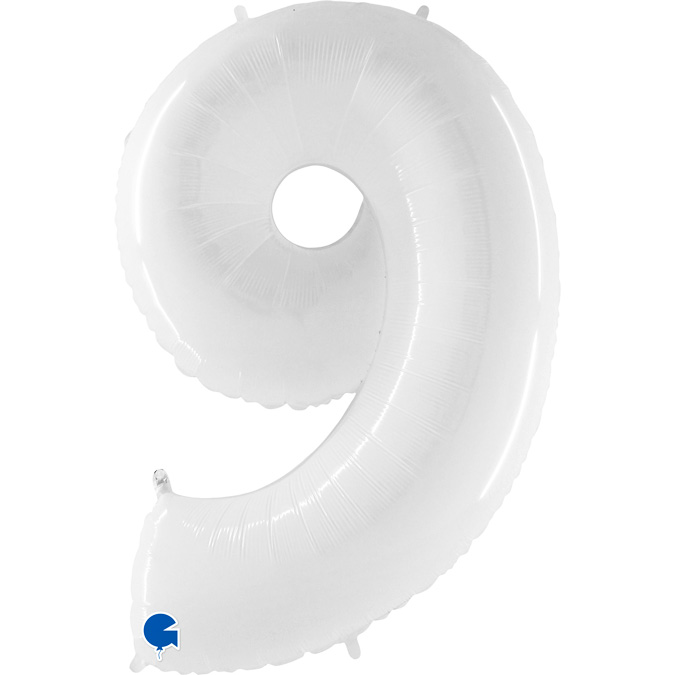40" Μπαλόνι Αριθμός 9 Άσπρο