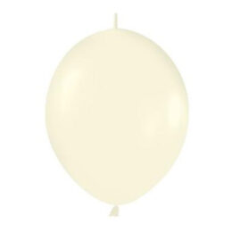 6" Λευκό Περλέ μπαλόνι Link-O-Loons με ουρίτσα