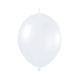6″ Λευκό μπαλόνι Link-O-Loons με ουρίτσα