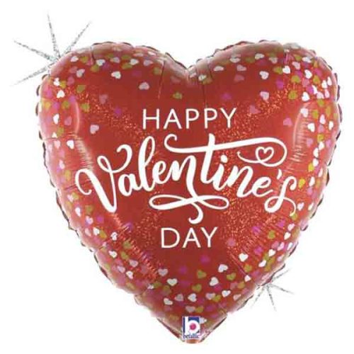18'' Μπαλόνι 'Happy Valentine's Day' Confetti Hearts