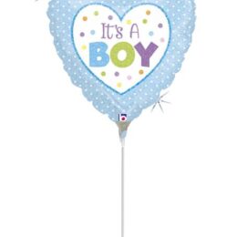 9" Mini Shape Μπαλόνι Καρδιά Πουά Its a boy