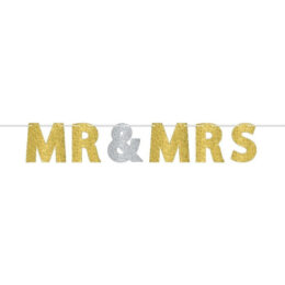 Μπάνερ γάμου λευκό Mr & Mrs