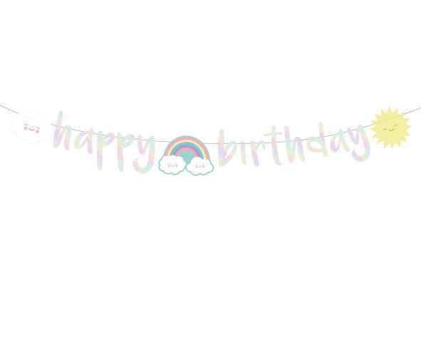Μπάνερ "Happy Birthday" Ουράνιο Τόξο & Σύννεφο