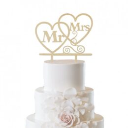 Ξύλινο topper τούρτας Mr&Mrs