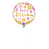 9" Mini Shape Μπαλόνι 'Happy Birthday' Pink and Gold