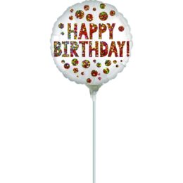 9" Mini Shape Μπαλόνι Holographic 'Happy Birthday'