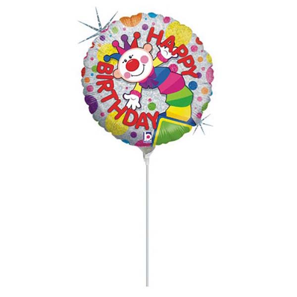 9" Mini Shape Μπαλόνι Clown 'Happy Birthday'