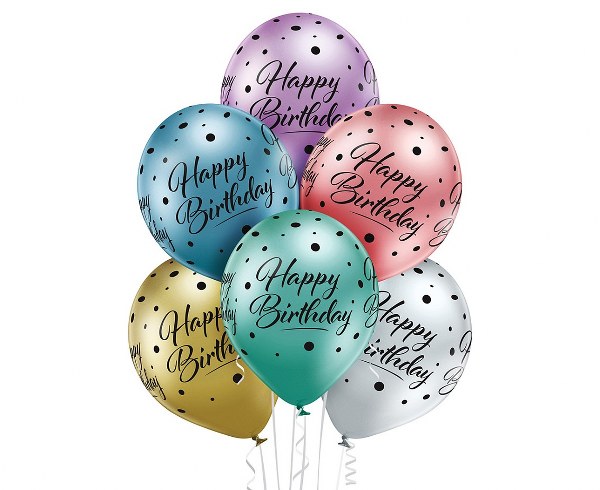 Σετ Shiny Μπαλόνια Happy Birthday (6 τεμ)