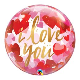 22" Μπαλόνι Bubble I Love You κόκκινες καρδιές
