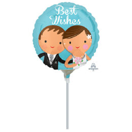 9" Mini Shape μπαλόνι Παντρεμένο ζευγάρι 'Best Wishes'