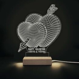 Φωτιστικό led & plexiglass "3D καρδιές & ονόματα"