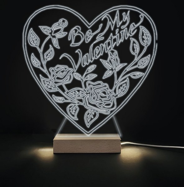 Φωτιστικό led & plexiglass Καρδιά "Be my Valentine"