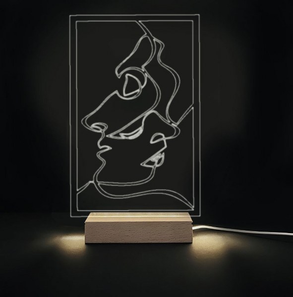 Φωτιστικό led & plexiglass "Πρόσωπα Line Art"