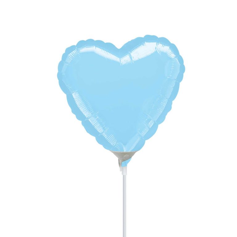 10" Mini Shape μπαλόνι Γαλάζια Καρδιά με καλαμάκι