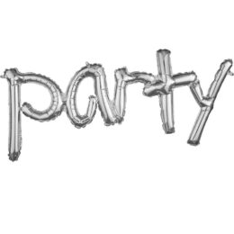 Μπαλόνι Ασημί Holographic φράση "Party"