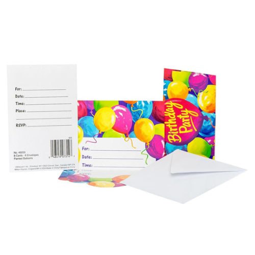 Προσκλήσεις πάρτυ με σχέδιο μπαλόνια (8 τεμ)
