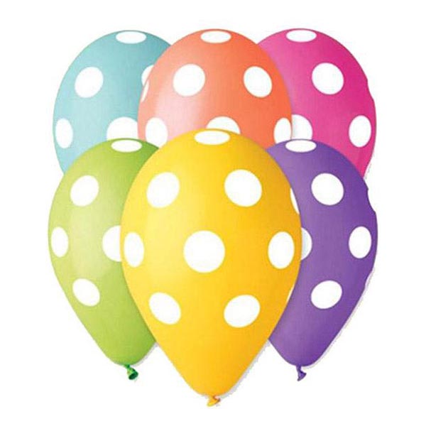 13'' Μπαλόνι τυπωμένο με Λευκό Πουά σε 6 χρώματα