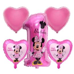 Σετ διακόσμησης πάρτυ ''1st Birthday'' Minnie Mouse (5 τεμ)