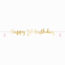 Γιρλάντα Happy 1st Birthday ροζ Ombre