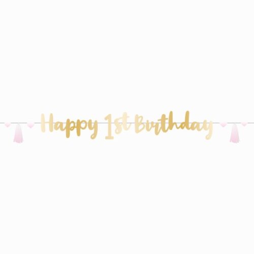 Γιρλάντα Happy 1st Birthday ροζ Ombre