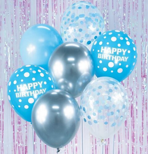 Σετ Μπαλόνια γενεθλίων Γαλάζιο & Ασημί