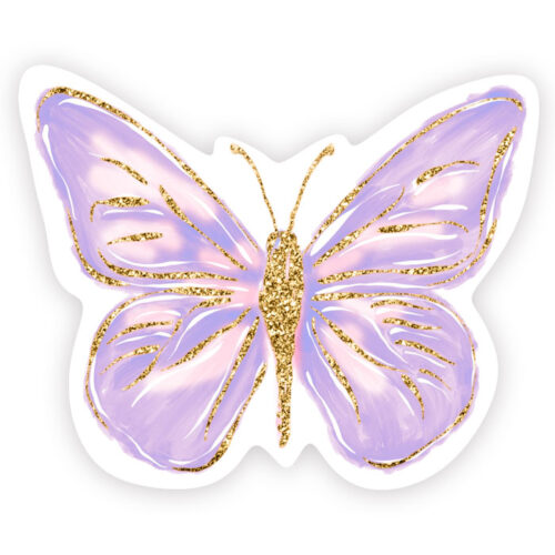 Ξύλινο διακοσμητικό Πεταλούδα λιλά