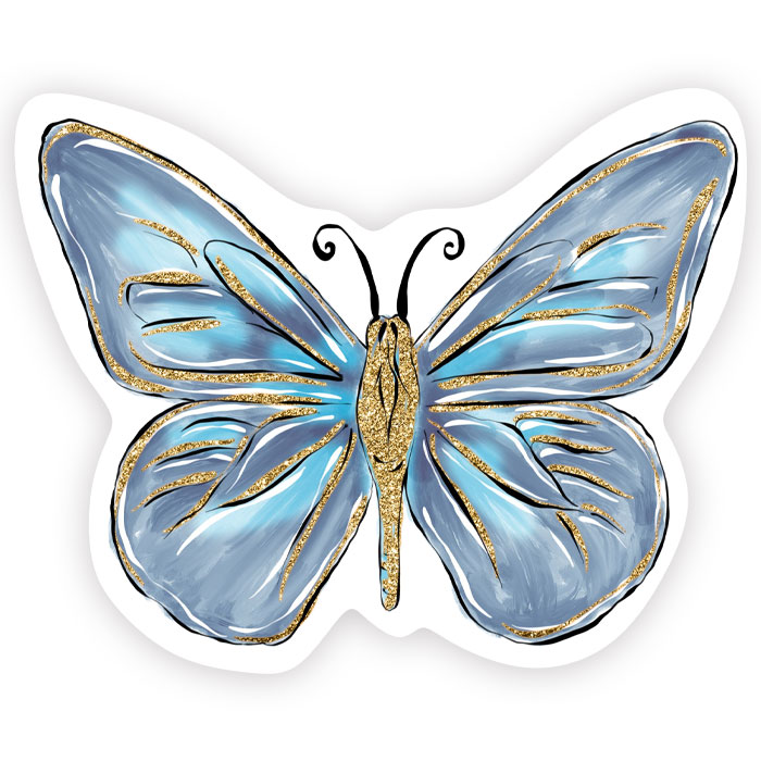 Ξύλινο διακοσμητικό Πεταλούδα μπλε
