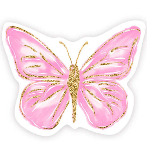 Ξύλινο διακοσμητικό Πεταλούδα ροζ