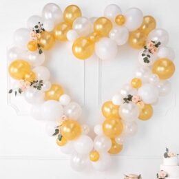 Σετ κατασκευής μπαλονιών - Καρδιά λευκό & χρυσό