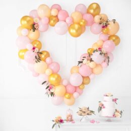 Σετ κατασκευής μπαλονιών - Καρδιά ροζ & χρυσό