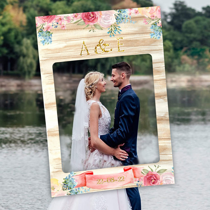 Κάδρο Photo Booth Γάμου Πολύχρωμα Λουλούδια