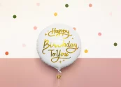 18" Μπαλόνι Happy Birthday to You άσπρο-χρυσό