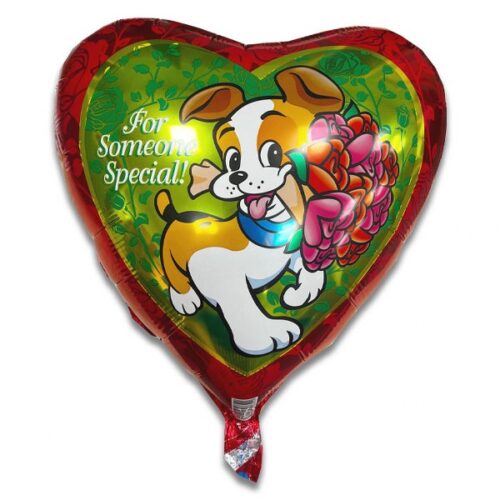 18" Μπαλόνι Καρδιά - Σκυλάκι με Λουλούδια