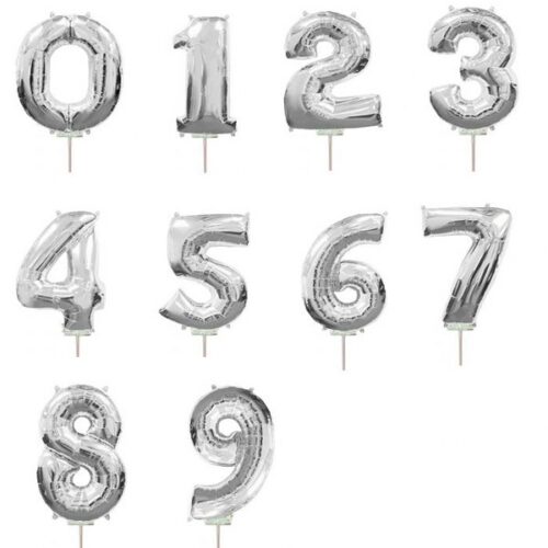 Μπαλόνια Αριθμοί Ασημί Mini Shape
