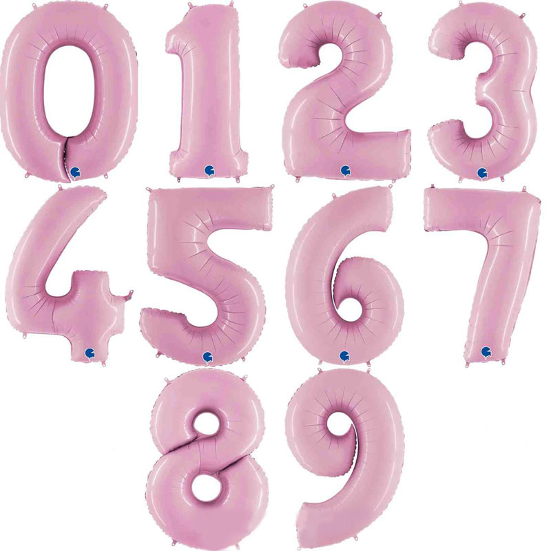 Μπαλόνια Αριθμοί παστέλ Ροζ 66 cm - 26"