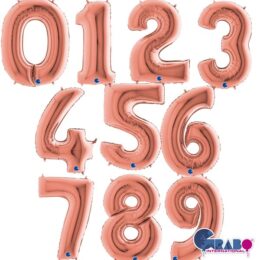 Μπαλόνια Αριθμοί Ροζ Χρυσό 100 cm