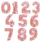 Μπαλόνια Αριθμοί Ροζ Χρυσό με γκλίτερ 100 cm