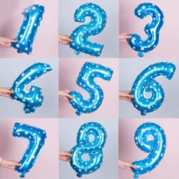Μπαλόνια Αριθμοί Μπλε με Αστέρια 40 cm - 16"