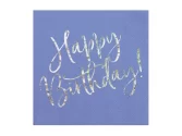 Μπλε Χαρτοπετσέτες με ιριδίζον Happy Birthday
