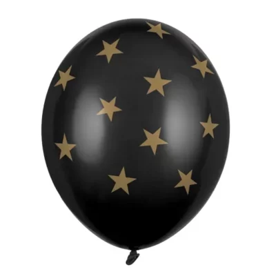 Σετ μαύρα μπαλόνια με χρυσά Αστέρια