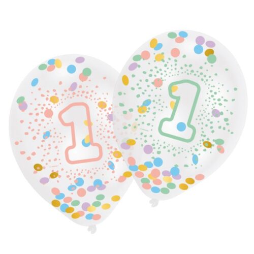 Σετ Μπαλόνια 1st Birthday Rainbow με κομφετί