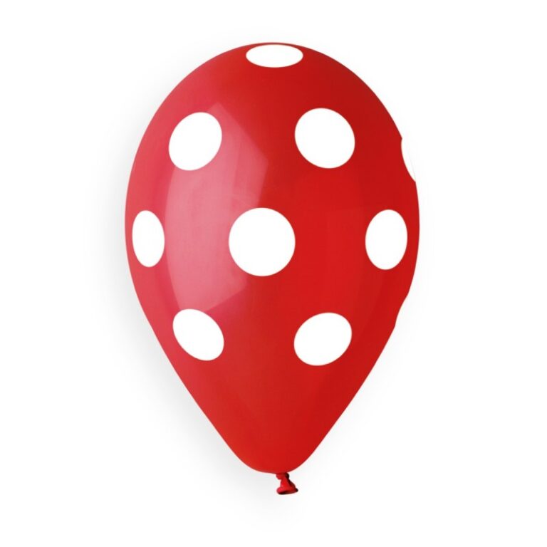 13" Μπαλόνι Κόκκινο με άσπρο Πουά